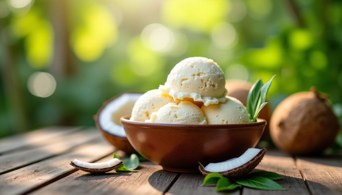 Découvrez la recette simple et gourmande de la glace onctueuse à la noix de coco maison